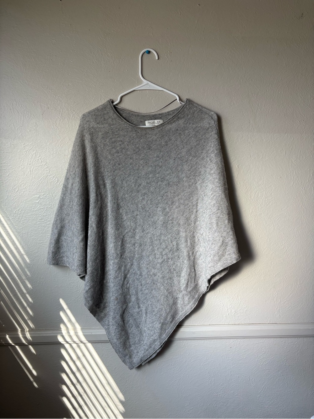 Rachel Zoe Light Gray 100% Cashmere Knit Poncho Sweater